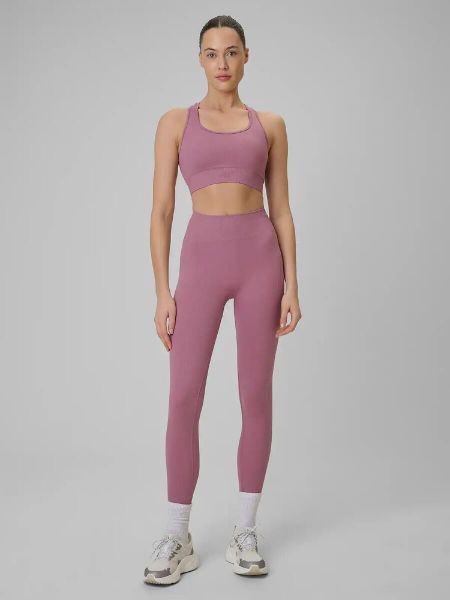 Legginsy fitness bezszwowe damskie. Fioletowe legginsy damskie 4f, l, bez wzorów, z dzianiny. Za 129.99 zł.