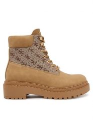 Guess Trapery FLTLEA FAL10 Brązowy. Brązowe trapery damskie Guess, ze skóry, bez obcasa. Za 579.99 zł.