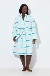 Damskie Szlafrok paski szalowy kołnierz długi rękaw frotte. Zielone szlafroki damskie Ulla Popken, plus size, bez wzorów, z bawełny, plus size. Za 349.99 zł.