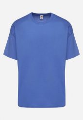 Niebieska Koszulka T-shirt z Bawełny Fodarella. Niebieskie t-shirty męskie Born2be, m, z aplikacjami, z bawełny, bez kołnierzyka. Za 44.99 zł.