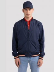 Kurtka męska bomber granatowa Shoun 403. Niebieskie kurtki męskie Big Star, l, bez wzorów, z jeansu, eleganckie, bez kaptura. W wyprzedaży za 199.99 zł.