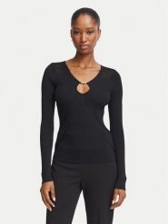 Guess Bluzka G6YR08 Z1067 Czarny Slim Fit. Czarne bluzki damskie Guess, l, z aplikacjami, z syntetyku, bez ramiączek. Za 478.99 zł.