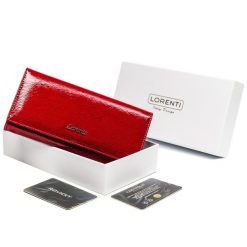 Portfel damski czerwony Lorenti 72401-SH NAPIS RED. Czerwone portfele damskie LORENTI, bez wzorów, ze skóry. Za 105.99 zł.