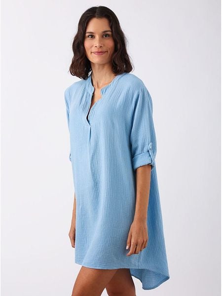 Zwillingsherz Tunika "Rom" w kolorze błękitnym rozmiar: onesize. Niebieskie tuniki damskie Zwillingsherz, bez wzorów, z bawełny, bez kołnierzyka, bez ramiączek. Za 130.81 zł.