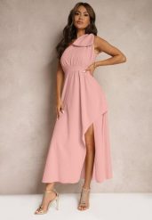 Różowa Sukienka Koktajlowa o Asymetrycznym Kroju na Jedno Ramię Ozdobiona Kokardą Vimorissa. Czerwone sukienki damskie Renee, na co dzień, m, bez wzorów, eleganckie, z asymetrycznym kołnierzem, bez ramiączek, maxi, asymetryczne. W wyprzedaży za 69.99 zł.