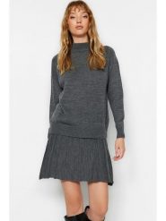 Trendyol 2-częściowy zestaw w kolorze antracytowym rozmiar: S. Czarne spódniczki damskie Trendyol, s, bez wzorów, mini, proste. Za 109.26 zł.