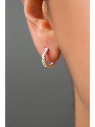 Miu Silver Srebrne kolczyki-kreole z cyrkoniami rozmiar: onesize. Szare kolczyki damskie Miu Silver, z cyrkonią, srebrne. Za 82.99 zł.