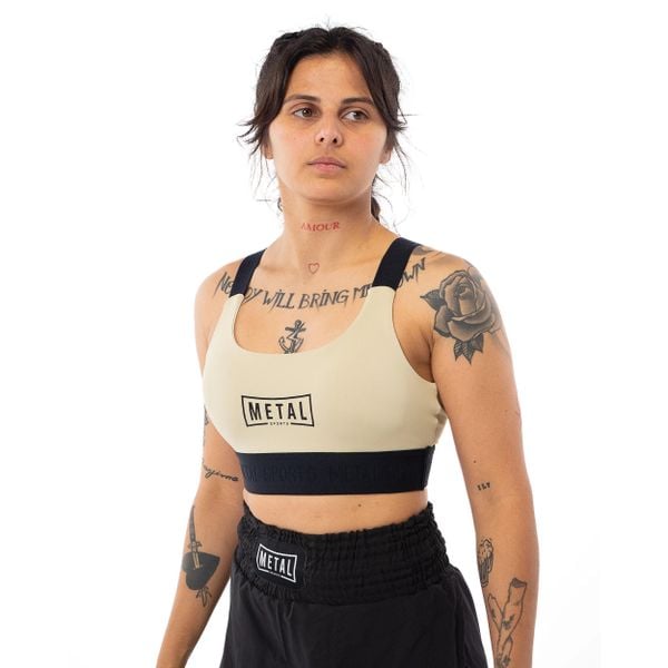 Biustonosz dla kobiet Metal Boxe Desert Storm. Brązowe biustonosze sportowe damskie METAL BOXE, bez wzorów. Za 185.00 zł.
