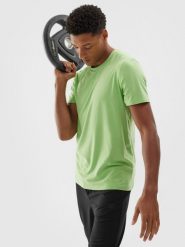 4F Koszulka treningowa regular szybkoschnąca męska - zielona S. Zielone t-shirty sportowe męskie 4f, m, z dzianiny, bez ramiączek, na fitness i siłownię. W wyprzedaży za 59.99 zł.