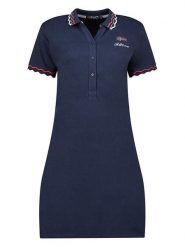 Geographical Norway Sukienka polo "Jamaela" w kolorze granatowym rozmiar: XL. Niebieskie sukienki damskie Geographical Norway, xl, bez wzorów, bez kołnierzyka, bez ramiączek, mini. Za 109.52 zł.