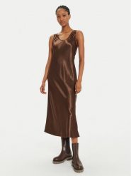 Max Mara Leisure Sukienka koktajlowa Talete 2426226028 Brązowy Regular Fit. Brązowe sukienki damskie Max Mara Leisure, bez wzorów, z satyny, wizytowe, bez kołnierzyka, bez ramiączek. Za 809.99 zł.