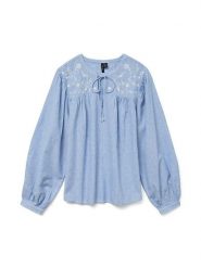 Vero Moda Bluzka w kolorze błękitnym rozmiar: L. Niebieskie bluzki damskie Vero Moda, l, bez wzorów, z bawełny, bez kołnierzyka, bez ramiączek. Za 105.38 zł.
