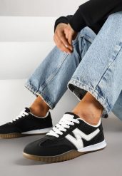 Czarne Sneakersy Typu Klasyczne Tenisówki Zdobione Przeszyciami Elanioria. Czarne trampki i tenisówki damskie Renee, z aplikacjami, z jeansu. Za 74.99 zł.
