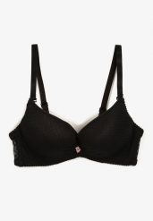 Czarny Push-Up Biustonosz Koronkowy na Regulowanych Ramiączkach Lunetia. Czarne biustonosze Renee, bez wzorów, z koronki. Za 34.99 zł.