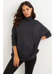 Cool and sexy Bluzka w kolorze antracytowym rozmiar: S. Czarne bluzki damskie Cool and sexy, s, bez wzorów, bez kołnierzyka, bez ramiączek. Za 52.42 zł.