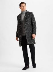 Finshley & Harding London wełniany płaszcz Mężczyźni szary|czarny, 54. Czarne płaszcze męskie Finshley & Harding London, m, bez wzorów, z wełny, eleganckie. Za 599.95 zł.