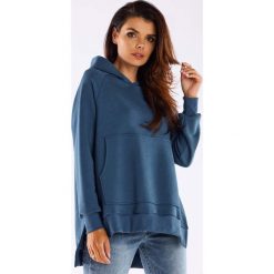 Bluza z Kieszenią Kangurką - Niebieska. Niebieskie bluzy bez kaptura damskie Infinite You, l, z bawełny. Za 209.90 zł.