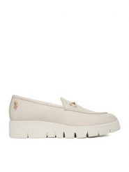 U.S. Polo Assn. Półbuty EO-NOVA001W/6L1 Écru. Białe półbuty damskie U.S. Polo Assn., bez wzorów, ze skóry, bez obcasa, na koturnie. Za 369.99 zł.
