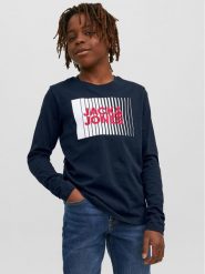 Jack & Jones Junior Bluzka 12244209 Granatowy Regular Fit. Niebieskie t-shirty chłopięce JACK & JONES Junior, bez wzorów, z bawełny, bez ramiączek. Za 39.99 zł.
