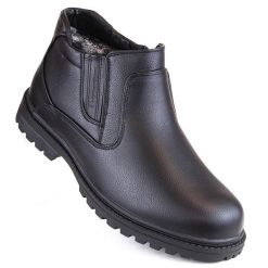 Trzewiki buty męskie sztyblety ocieplane czarne Man's Style WS-006. Czarne sztyblety męskie Atletico, na zimę, ze skóry ekologicznej, bez zapięcia. Za 113.99 zł.