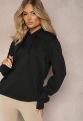 Czarna Klasyczna Bluza z Kapturem ze Ściągaczem Mozartia. Czarne bluzy z kapturem damskie Renee, uniwersalny, z jeansu. Za 69.99 zł.