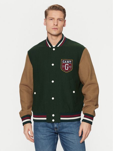 Gant Kurtka bomber Varsity 7006483 Zielony Regular Fit. Zielone kurtki męskie Gant, m, bez wzorów, z bawełny, bez kaptura. Za 919.99 zł.