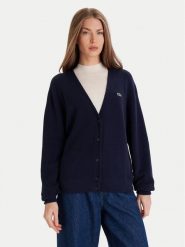 Lacoste Kardigan AF4143 Granatowy Regular Fit. Niebieskie kardigany damskie Lacoste, bez wzorów, z bawełny. Za 729.99 zł.