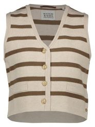 Scotch & Soda Kamizelka dzianinowa w kolorze kremowo-brązowym rozmiar: L. Brązowe kamizelki damskie Scotch & Soda, l, z dzianiny. Za 143.99 zł.
