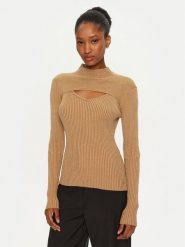 Artigli Sweter ACMA000070 Złoty Slim Fit. Żółte swetry klasyczne damskie Artigli, l, z wiskozy, bez kołnierzyka. Za 129.99 zł.