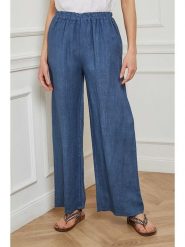 Fleur de Lin Lniane spodnie "Garibaldi" w kolorze granatowym rozmiar: XXL. Niebieskie spodnie materiałowe damskie Fleur de Lin, bez wzorów, ze lnu. Za 121.99 zł.