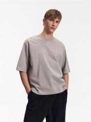 T-shirt cropped boxy z efektem sprania - ciemnoszary. Szare t-shirty męskie Reserved, l, bez wzorów, z bawełny, bez kołnierzyka. Za 79.99 zł.