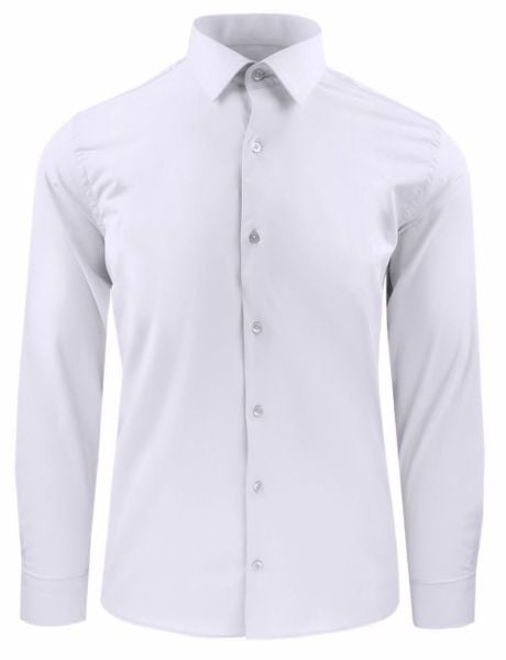 Koszula Męska, Elegancka o Regularnym Kroju - Victorio - Biała. Białe koszule męskie Victorio, m, bez wzorów, z bawełny, bez kołnierzyka, bez ramiączek. Za 135.00 zł.