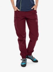 Spodnie wspinaczkowe damskie La Sportiva Mantra Pant. Czerwone spodnie materiałowe damskie La Sportiva, bez wzorów, z bawełny, z podwyższonym stanem. Za 480.00 zł.