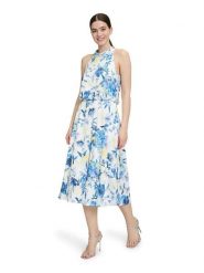 Vera Mont Sukienka w kolorze kremowo-błękitnym rozmiar: 42. Brązowe sukienki damskie Vera Mont, bez wzorów, bez kołnierzyka, bez ramiączek, midi, rozkloszowane. Za 260.99 zł.