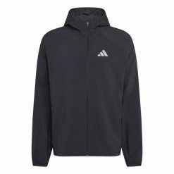 Kurtka Adidas Sport Run Ess Jkt M Dorośli. Czarne kurtki treningowe męskie Adidas, m, bez wzorów, z bawełny, do biegania. Za 302.00 zł.