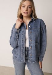 Niebieska Bawełniana Kurtka Jeansowa o Koszulowym Kroju z Kieszeniami Senryss. Niebieskie kurtki damskie Born2be, l, bez wzorów, z bawełny, bez kaptura. Za 179.99 zł.