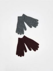 Rękawiczki z domieszką wełny 2 pack - burgundowy. Czerwone rękawiczki damskie Reserved, bez wzorów, z wełny. W wyprzedaży za 39.99 zł.