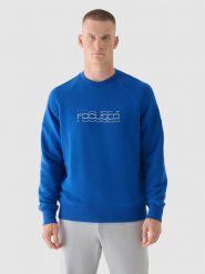 4F Bluza dresowa nierozpinana bez kaptura męska - niebieska XXL. Niebieskie bluzy bez kaptura męskie 4f, bez wzorów, z bawełny, klasyczne, bez kołnierzyka, bez ramiączek. W wyprzedaży za 79.99 zł.