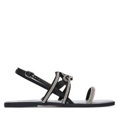 Sandały KARL LAGERFELD. Czarne sandały damskie Karl Lagerfeld, bez wzorów, bez obcasa, na płaskiej podeszwie. Za 568.99 zł.