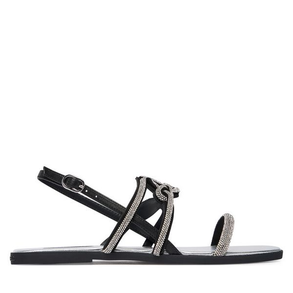 Sandały KARL LAGERFELD. Czarne sandały damskie Karl Lagerfeld, bez wzorów, bez obcasa, na płaskiej podeszwie. Za 568.99 zł.