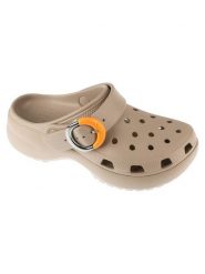 Crocs Klapki Classic Platform Buckle Clog 213230 Beżowy. Brązowe klapki damskie Crocs, bez wzorów, z tworzywa sztucznego, bez obcasa. Za 255.99 zł.