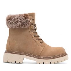 Trzewiki Jenny Fairy. Brązowe botki damskie Jenny Fairy, bez obcasa, na płaskiej podeszwie, bez zapięcia. Za 179.99 zł.