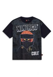 Koszulka dziecięca LEGO NINJAGO z bio bawełny Taffy 118, czarna. Czarne koszulki dziewczęce LEGO, bez wzorów, z bawełny, bez ramiączek. Za 49.49 zł.
