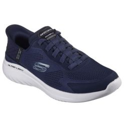 Buty sportowe Sneakersy męskie, Slip-Ins: Bounder 2.0 - Emerged. Niebieskie buty sportowe na co dzień męskie Skechers, z materiału, bez zapięcia, trekkingowe. Za 399.99 zł.