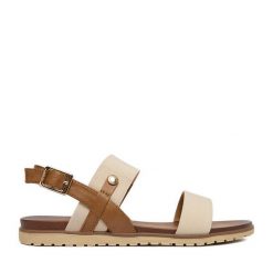 Sandały Beverly Hills Polo Club. Brązowe sandały damskie Beverly Hills Polo Club, bez wzorów, bez obcasa, na płaskiej podeszwie. Za 129.99 zł.