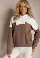 Brązowa Bawełniana Bluza z Kapturem i Łańcuszkiem Ambriella. Brązowe bluzy z kapturem damskie Renee, z bawełny. Za 89.99 zł.