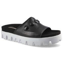 Czarne Klapki Simen Damskie Wygodne Buty. Czarne klapki damskie Simen, bez wzorów, ze skóry, bez obcasa, na platformie. Za 169.00 zł.