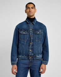 LEE MĘSKA KURTKA JENSOWA RELAXED RIDER JACKET ORCHID BLUE 112355580 L86Y008599. Fioletowe kurtki męskie Lee, l, bez wzorów, bez kaptura. Za 259.99 zł.