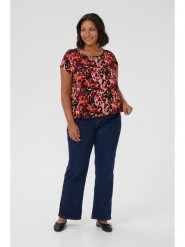 KAFFE curve Bluzka w kolorze czerwono-czarnym rozmiar: 44. Czerwone bluzki damskie KAFFE curve, bez wzorów, z wiskozy, bez kołnierzyka, bez ramiączek. Za 60.99 zł.