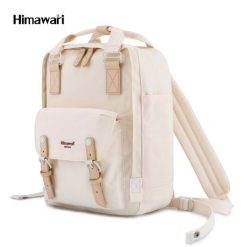 Plecak damski kremowy z kieszenią na laptopa i regulowanymi szelkami - Himawari. Białe plecaki damskie Himawari, bez wzorów, z tkaniny, biznesowe. Za 78.00 zł.